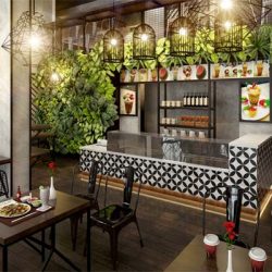 thiết kế quán trà sữa kết hợp ăn vặt